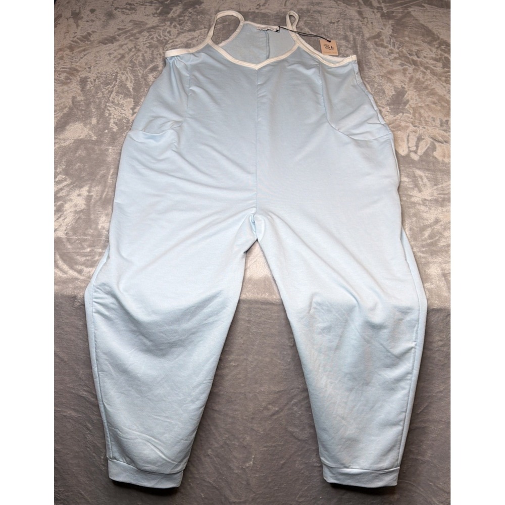 Sincerely Jules Women's XL Blue Sleeveless Jumpsuit Wide Leg Pockets NWT - Picture 3 of 11